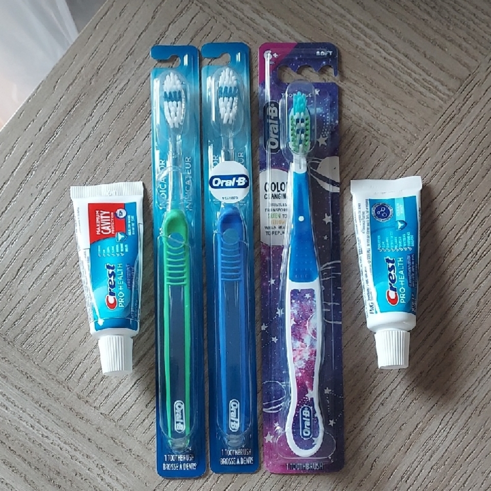 BRAND NEW IN BOXES- Lot Of Toothbrushes & Travel Sized Toothpaste